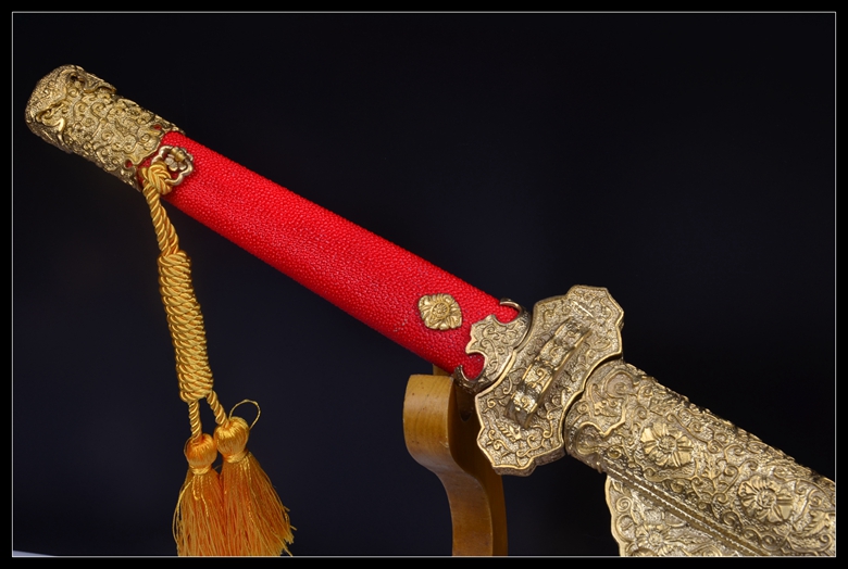 红珍珠鱼皮豪华唐刀升级版|高碳钢烧刃|唐刀